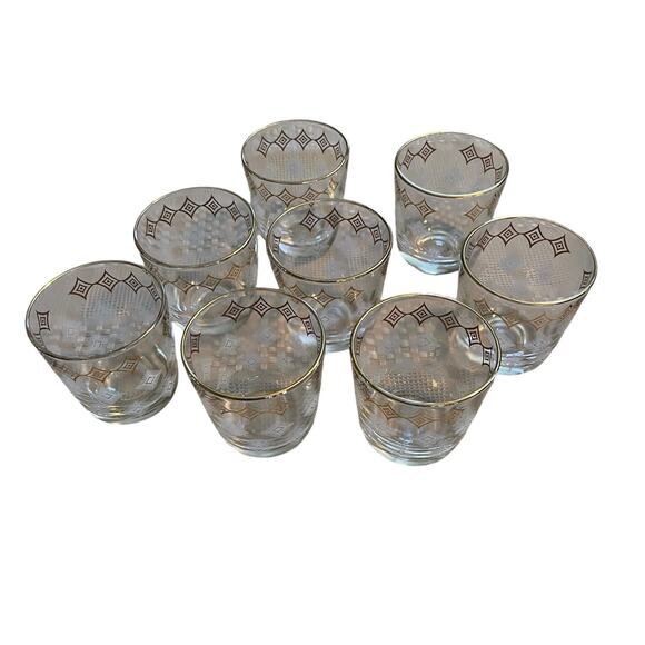 Jeannette Glass Atomic 10 Piece MCM Vintage Bar Set Glasses Ice Bucket Carrier - Picture 4 of 13